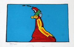 Mid-Century Modern Framed Peter Max Lithograph Signed 98/300 "Looking Right"