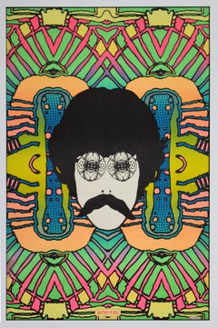Mid-Century Modern Framed Peter Max Self Portrait Poster, 1960s