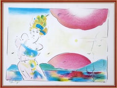 Mid-Century Modern Framed Peter Max Signed Lithograph Female Study Artist Proof