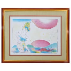 Mid-Century Modern Framed Peter Max Signed Lithograph Female Study Artist Proof