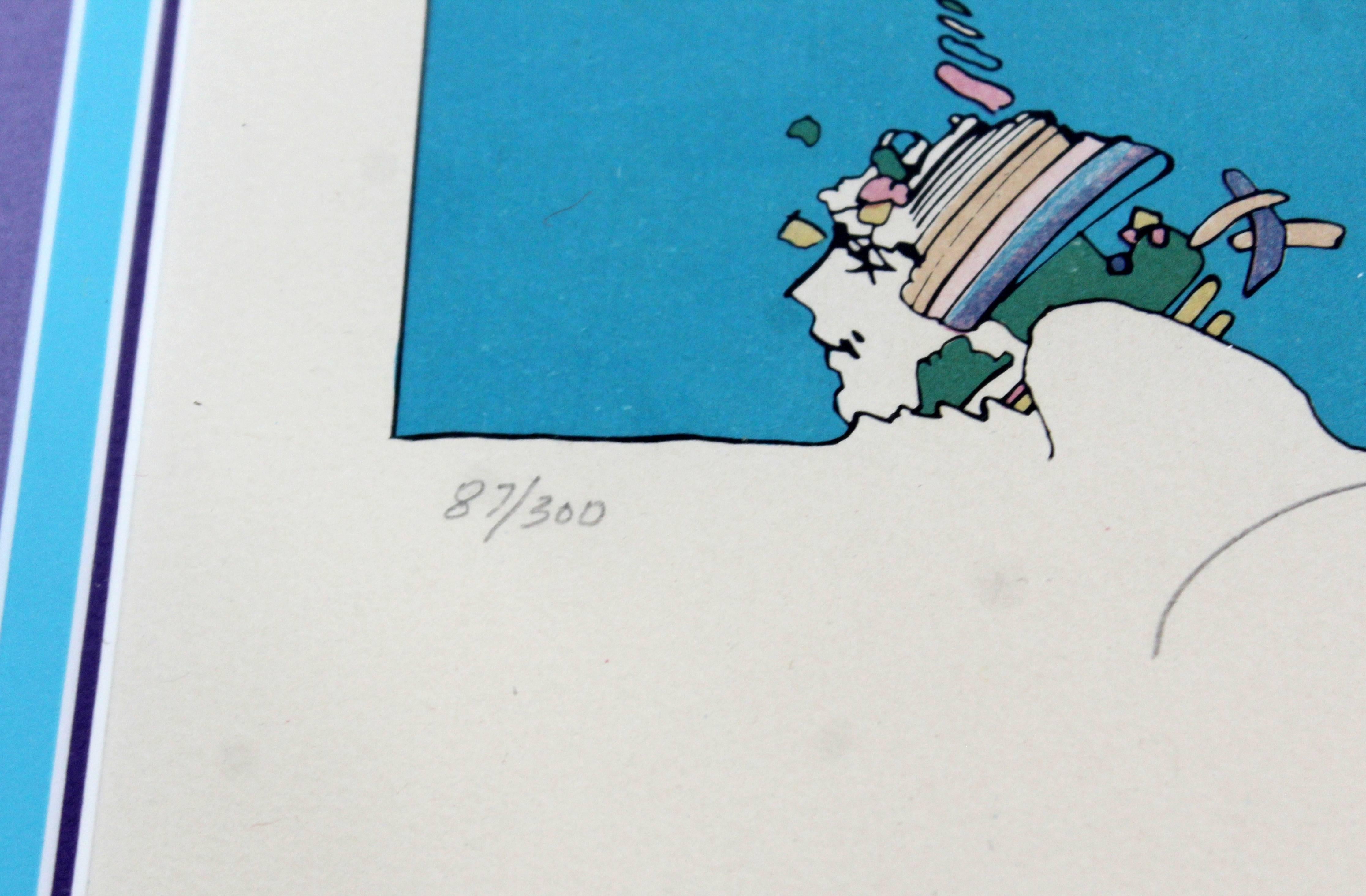 Mid-Century Modern Framed Peter Max Signed Lithograph Winters Dream 87/300 In Good Condition In Keego Harbor, MI