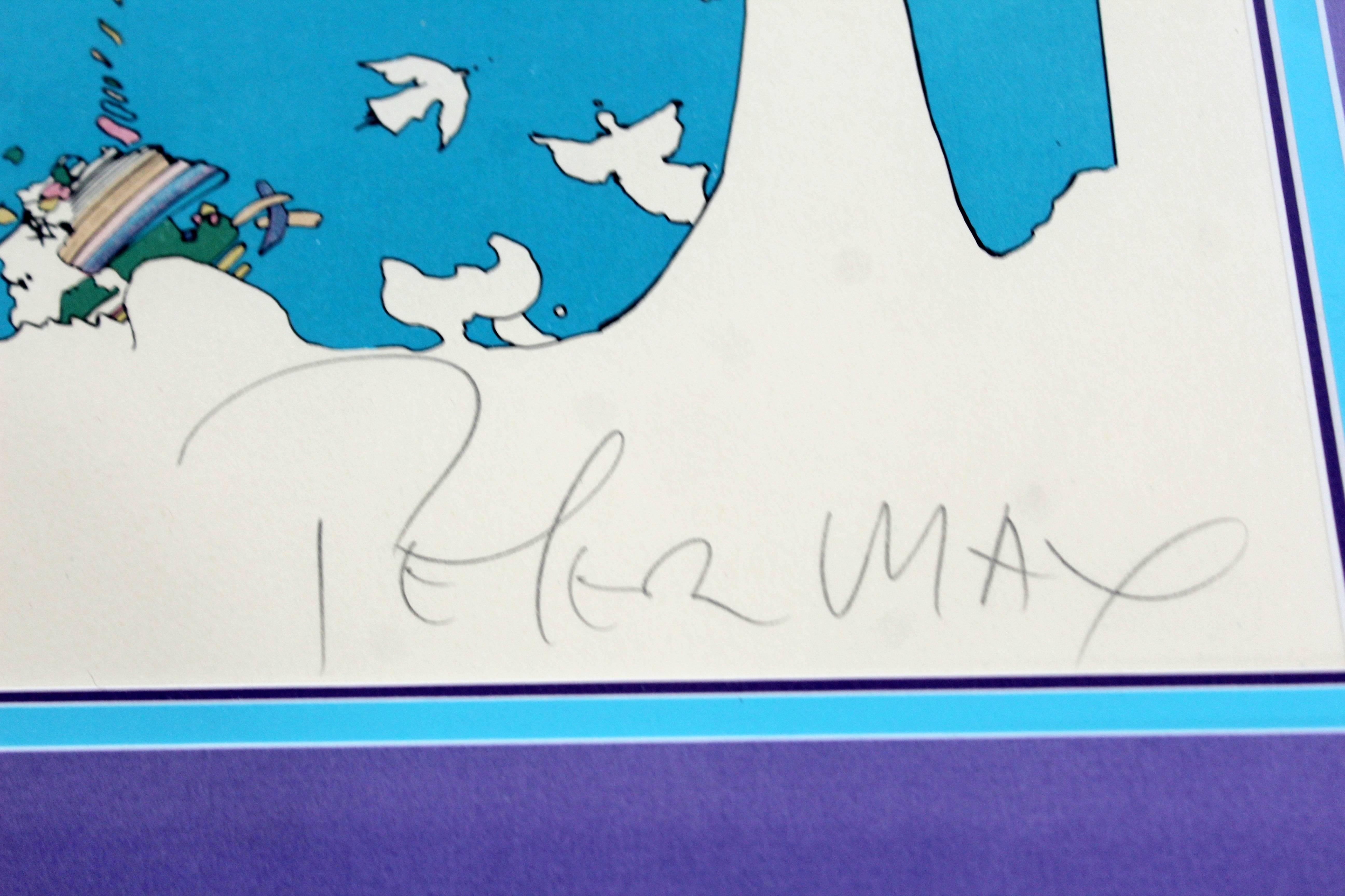 Late 20th Century Mid-Century Modern Framed Peter Max Signed Lithograph Winters Dream 87/300