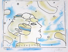 Mid-Century Modern Framed Print by Peter Max Cosmic Face Signed Numbered