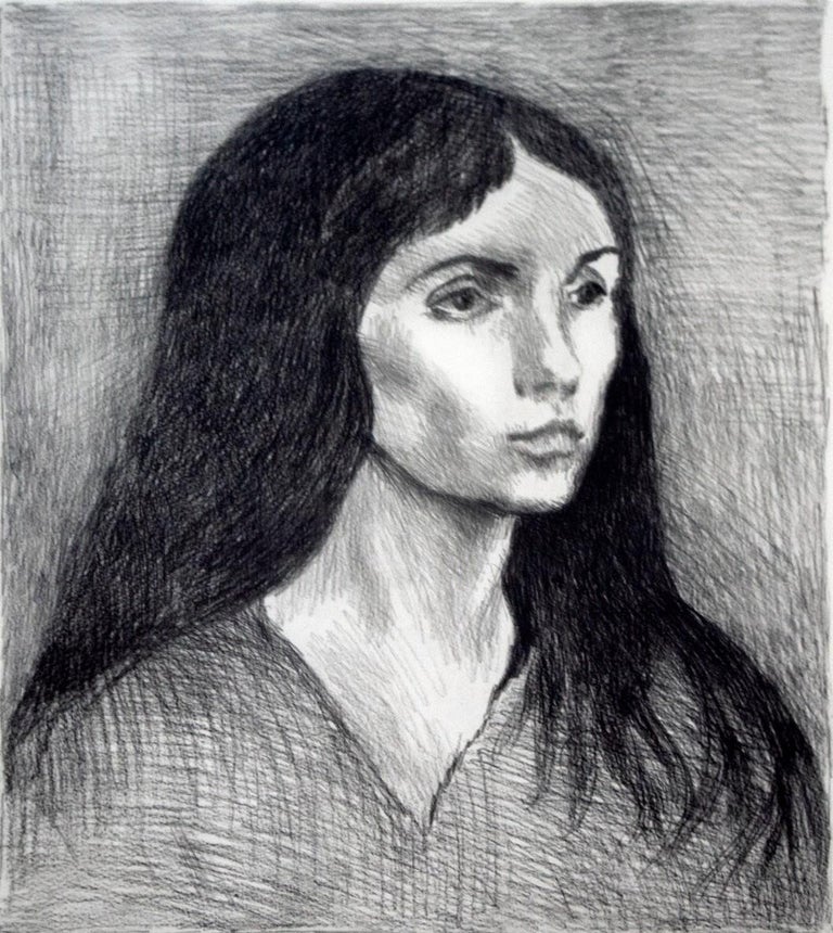 For your consideration is a pensive, framed etching, depicting a portrait of a woman, signed by Raphael Soyer. The dimensions are 31