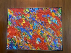 Mid-Century Modern Framed Rare Abstract Acrylic Painting by Walasse Ting, 1960s