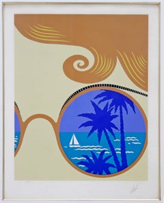 Mid-Century Modern gerahmte seltene Lithographie Winter Resort A.P. Erte, 1974, signiert