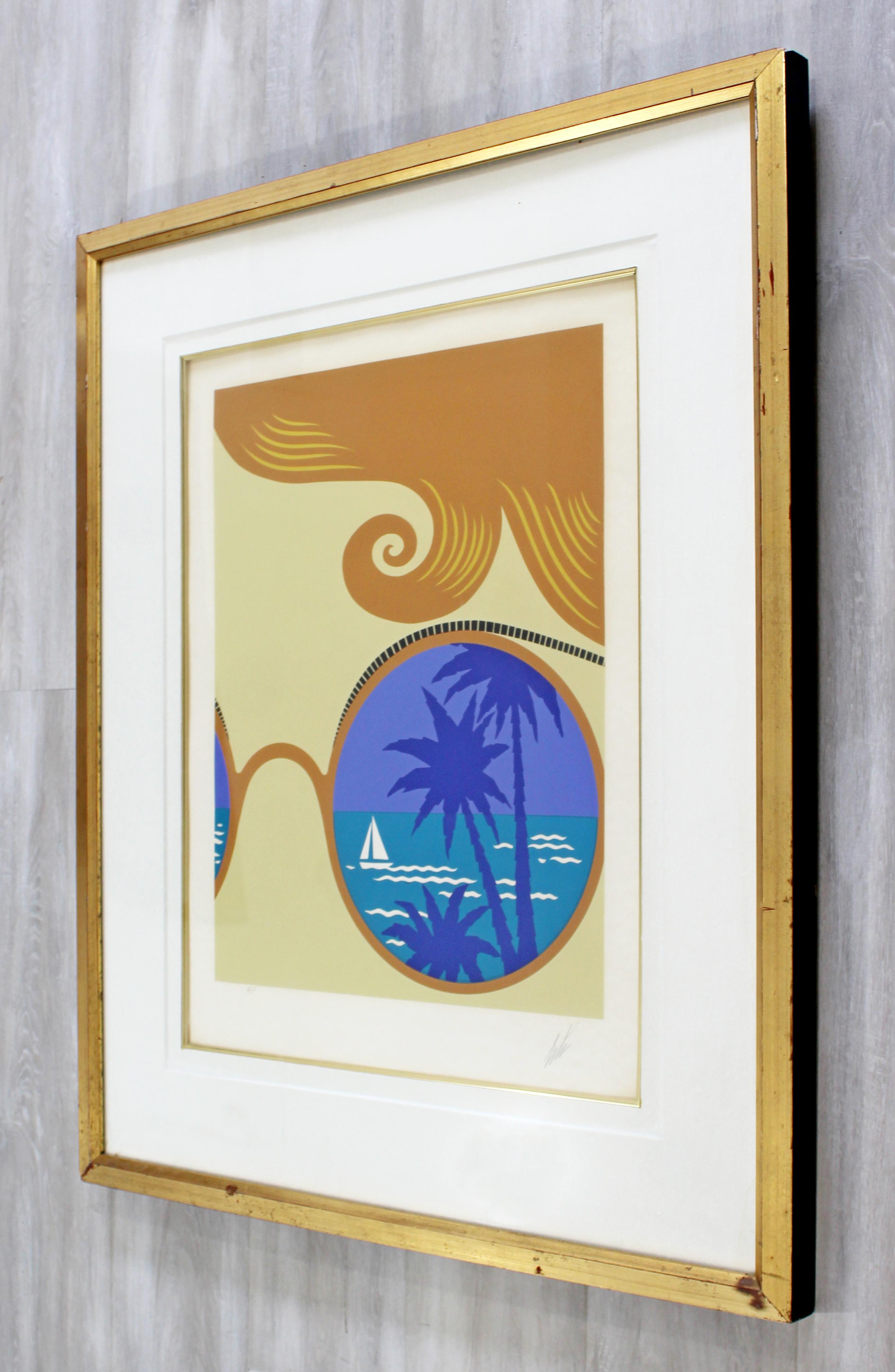 Mid-Century Modern Framed Rare Lithograph Winter Resort A.P. Signed Erte, 1974 In Good Condition In Keego Harbor, MI