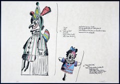 Mid-Century Modern Framed Robert Israel Signed AP Hand Colored Litho Punch 1970