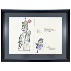 Mid-Century Modern Framed Robert Israel Signed AP Hand Colored Litho Punch 1970