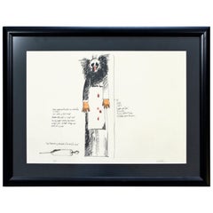 Mid-Century Modern Framed Robert Israel Signed AP Hand Colored Lithograph Judy