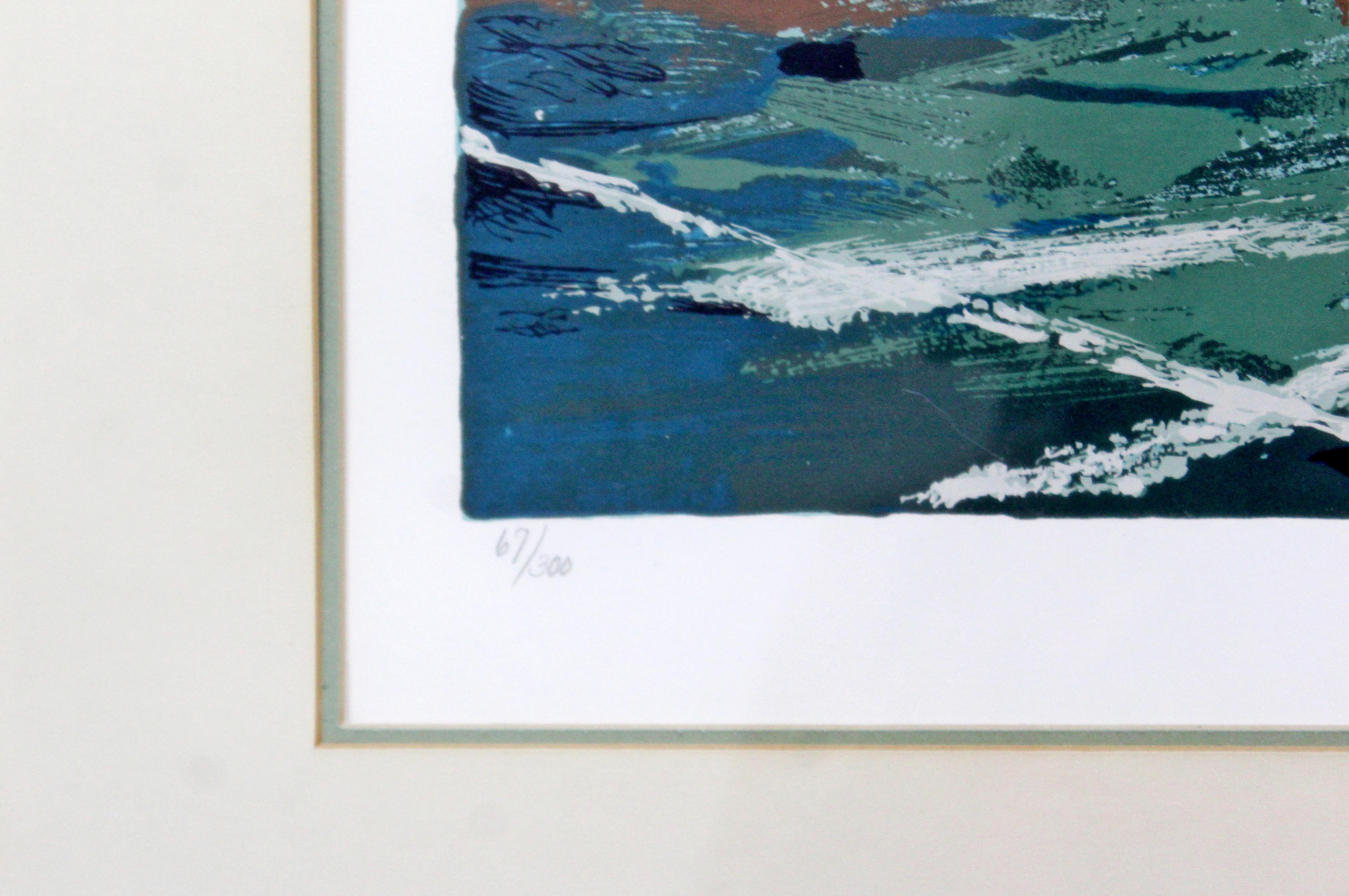 Late 20th Century Mid-Century Modern Framed Serigraph Marathon Signed Wayland Moore 1978 67/300