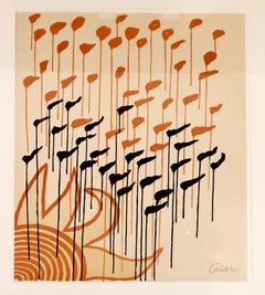 Mid-Century Modern Framed Signed Alexander Calder A.P. Lithograph Sun Orange