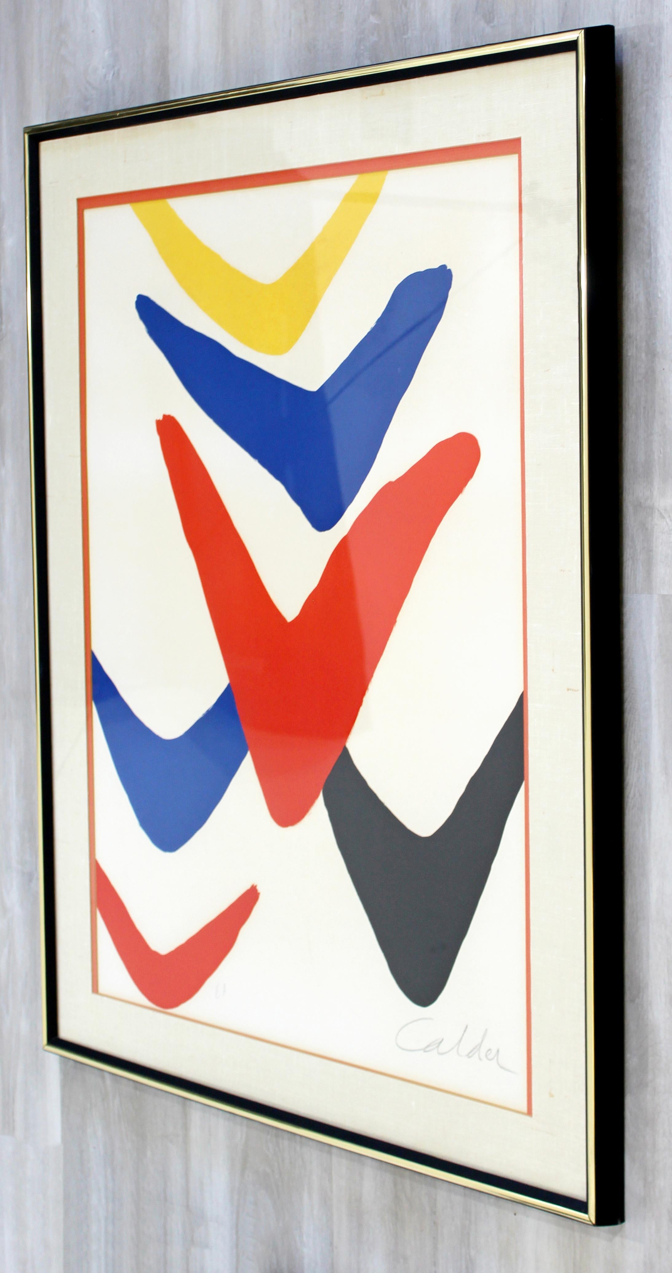 Américain Lithographie Boomerang encadrée moderne du milieu du siècle dernier signée par Alexander Calder, années 1960
