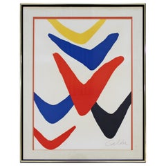 Lithographie Boomerang encadrée moderne du milieu du siècle dernier signée par Alexander Calder, années 1960
