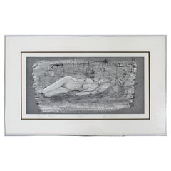 Mid-Century Modern Framed Signed Ellie Gibbel Reclining Nude 8/125