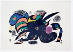 Mid-Century Modern Framed Signed Joan Miro San Titre Artist Proof Lithograph