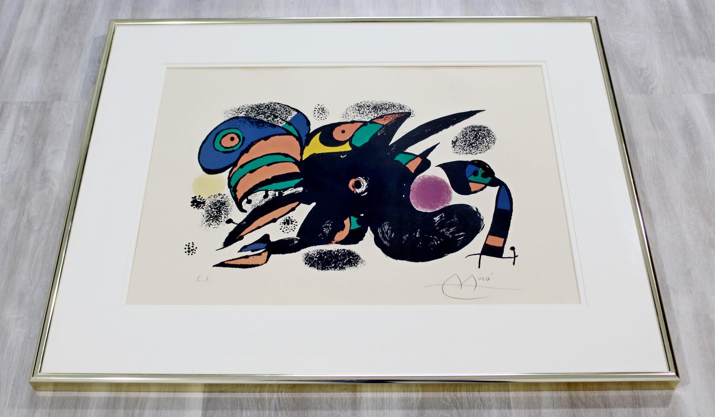 Mid-Century Modern Framed Signed Joan Miro San Titre Artist Proof Lithograph In Good Condition In Keego Harbor, MI