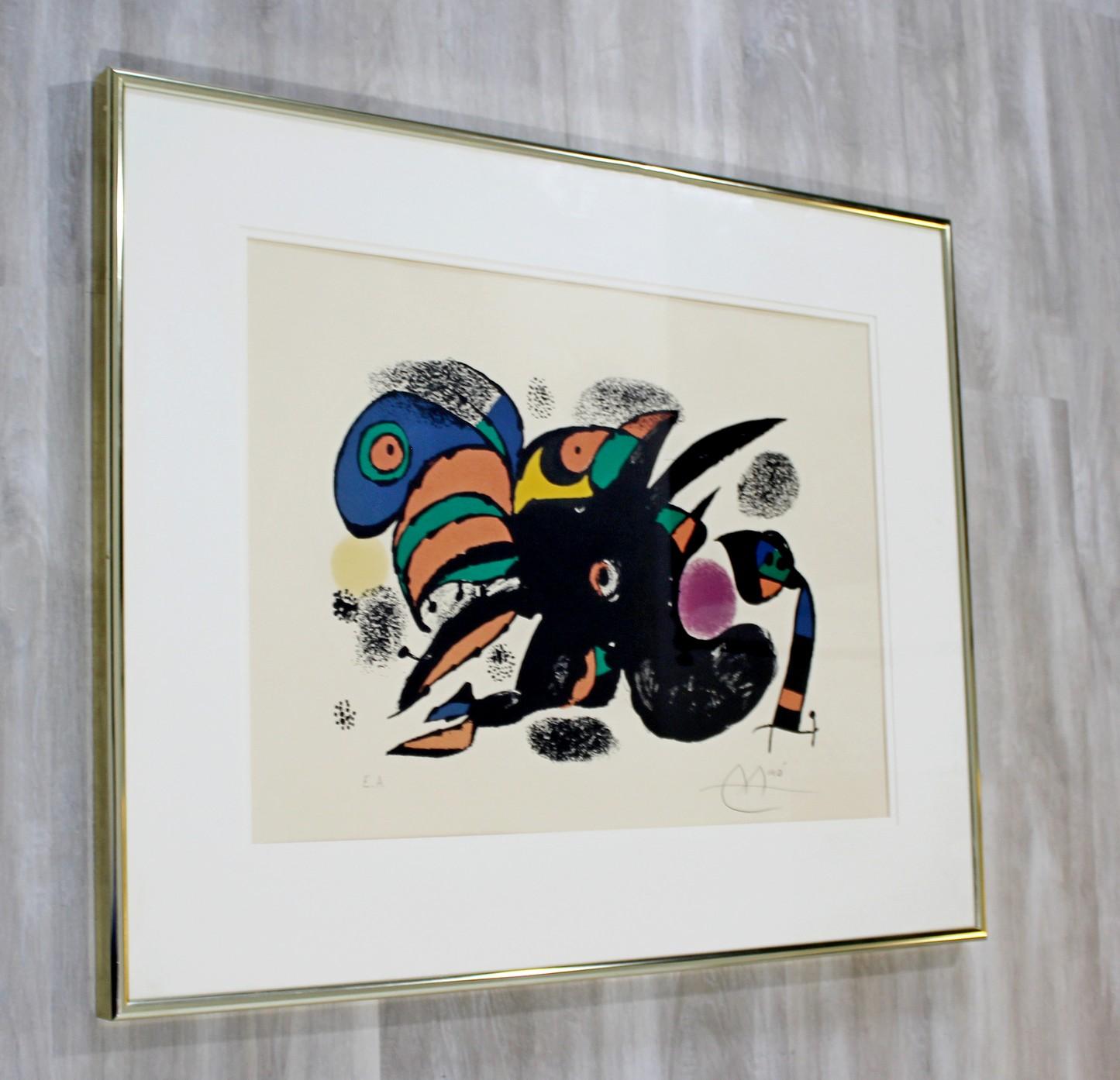 Mid-20th Century Mid-Century Modern Framed Signed Joan Miro San Titre Artist Proof Lithograph