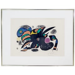 Mid-Century Modern Framed Signed Joan Miro San Titre Artist Proof Lithograph