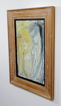 Mid-Century Modern Framed Signed Lillian Desow Fishbein Painting Oil on Board
