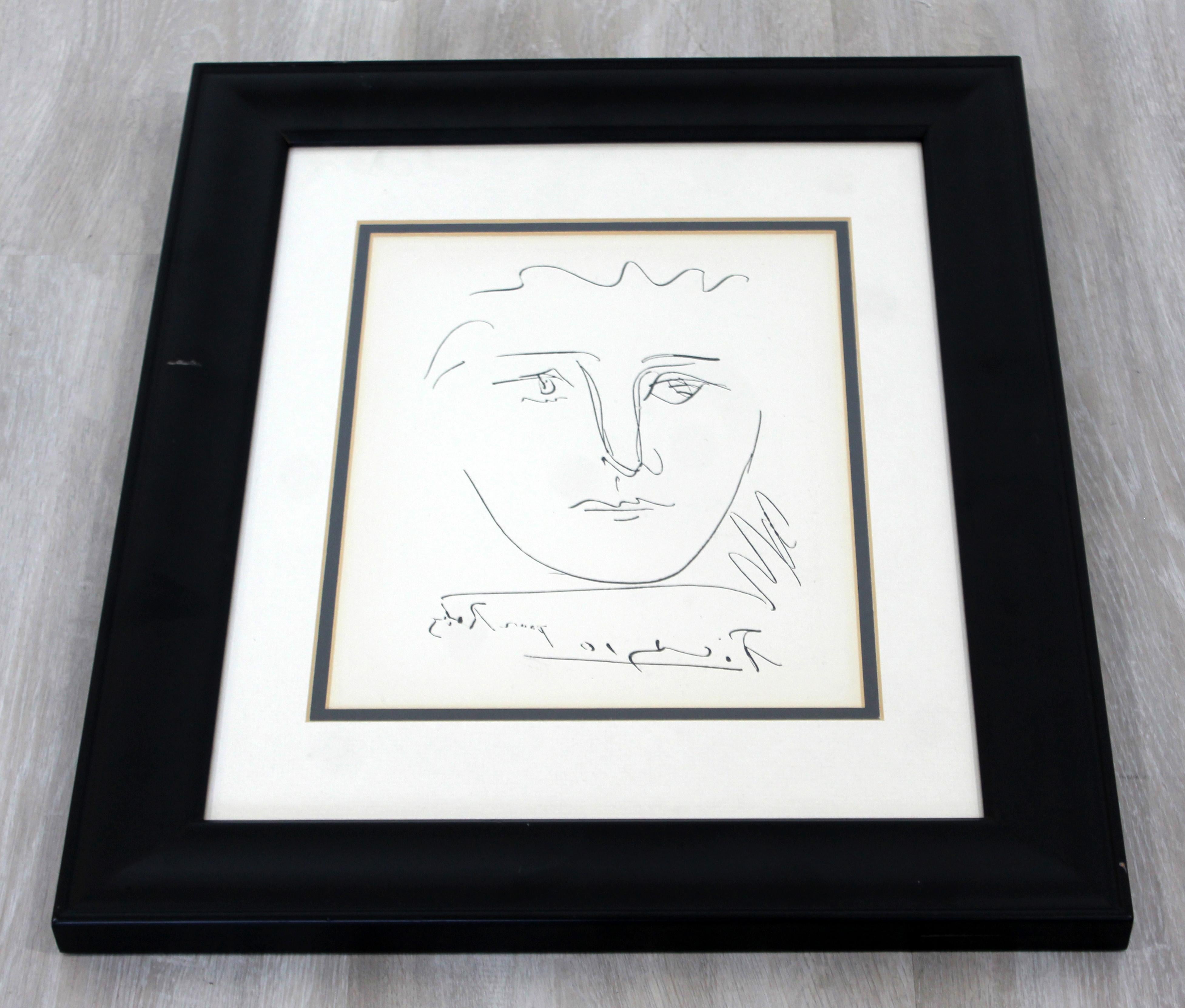 Mid-Century Modern Framed Signed Pablo Picasso Pour Robie Etching, 1950s In Good Condition In Keego Harbor, MI