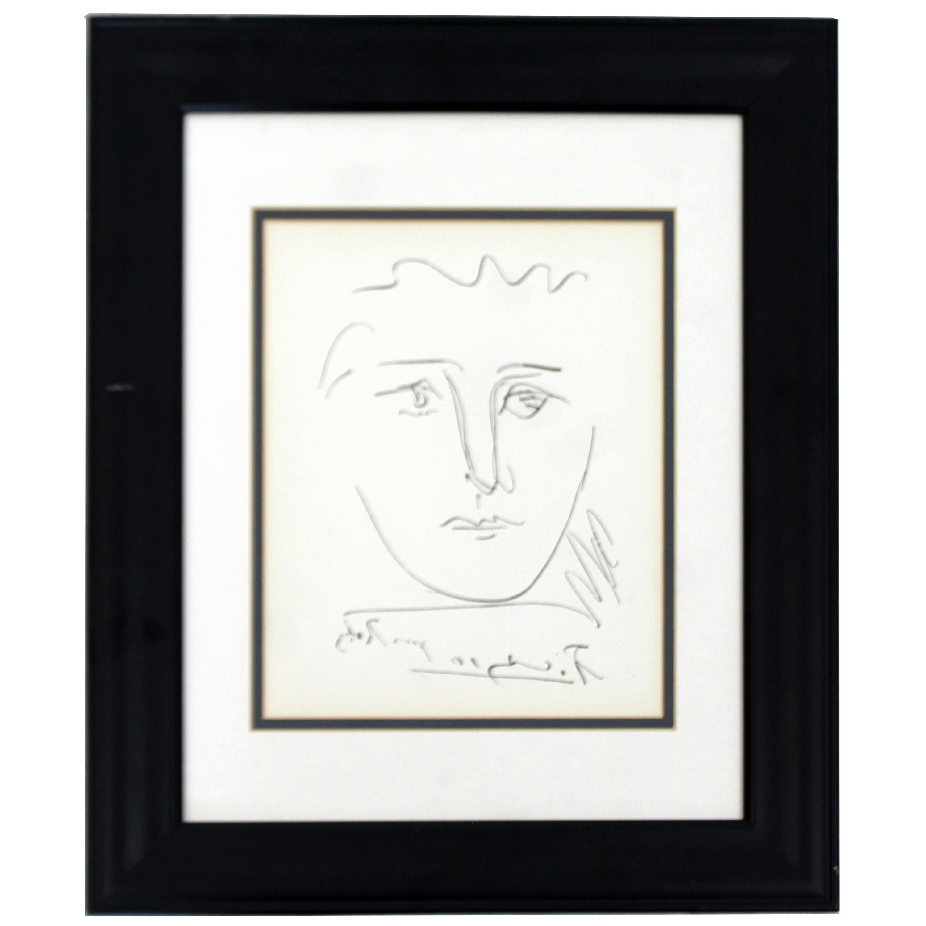 Mid-Century Modern Framed Signed Pablo Picasso Pour Robie Etching, 1950s
