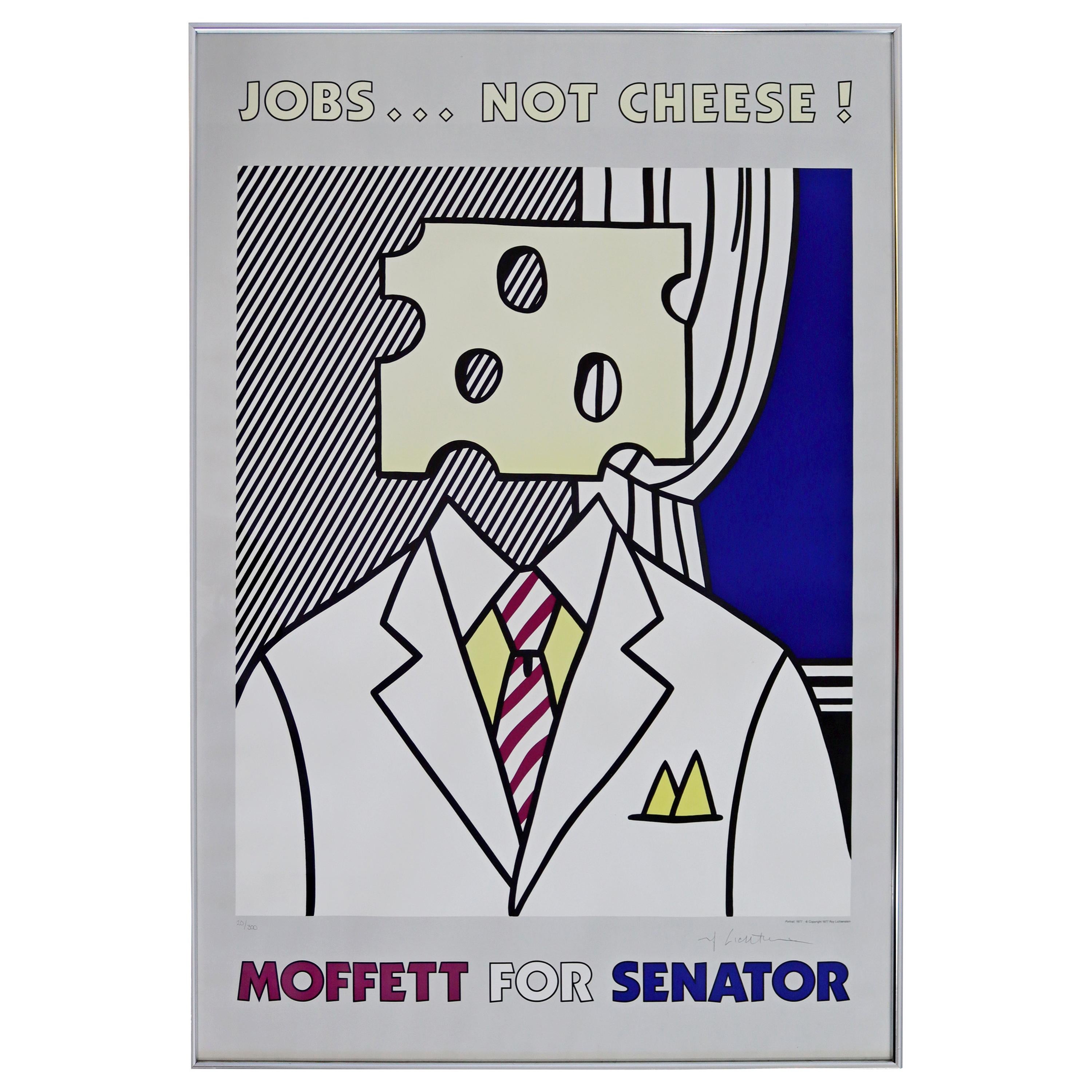 Mid-Century Modern Framed Signed Roy Lichtenstein Pop Art Poster 1970s Senator