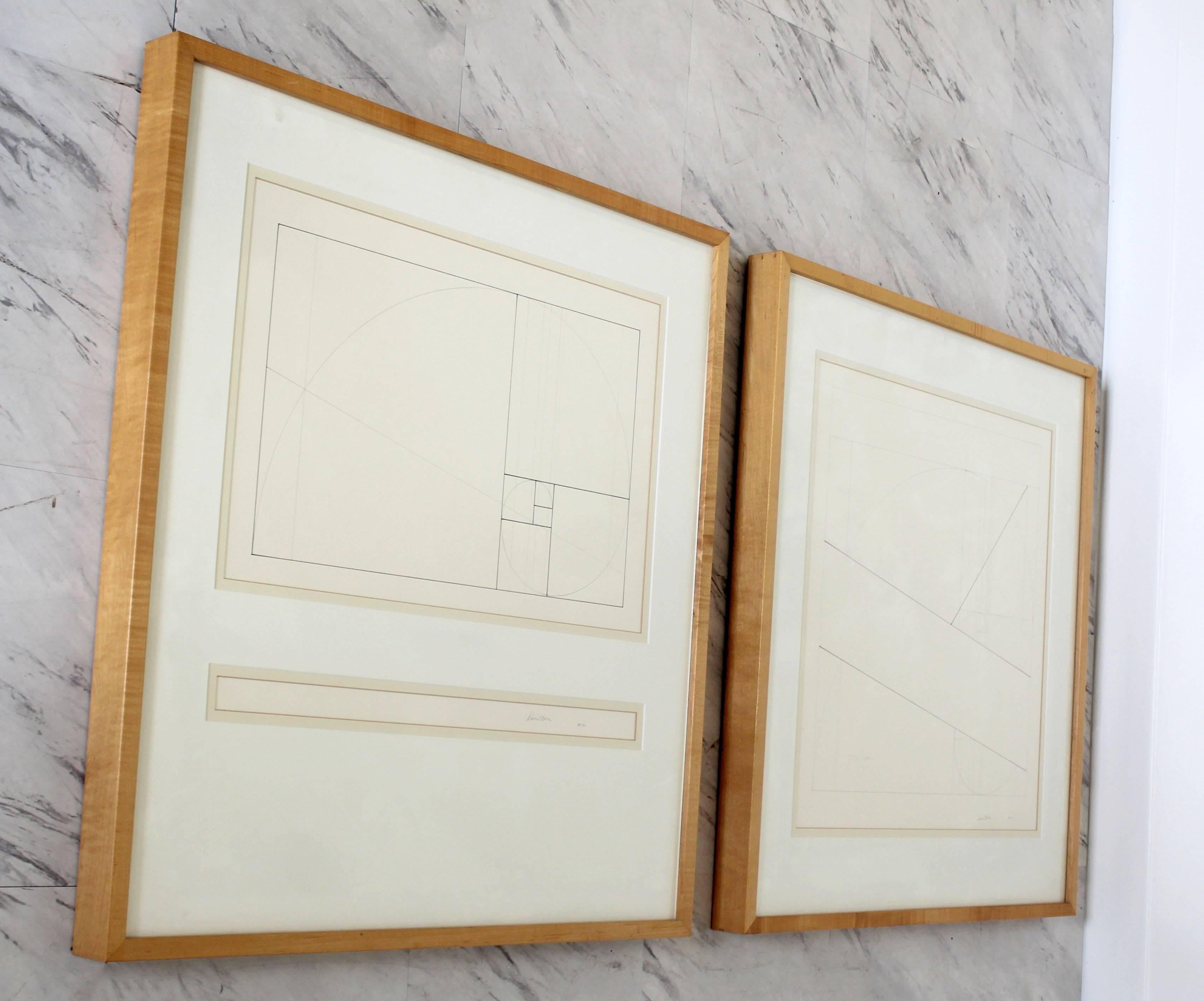 American Mid-Century Modern Framed Signed Set of Three Prints by David Barr 170 Geometry