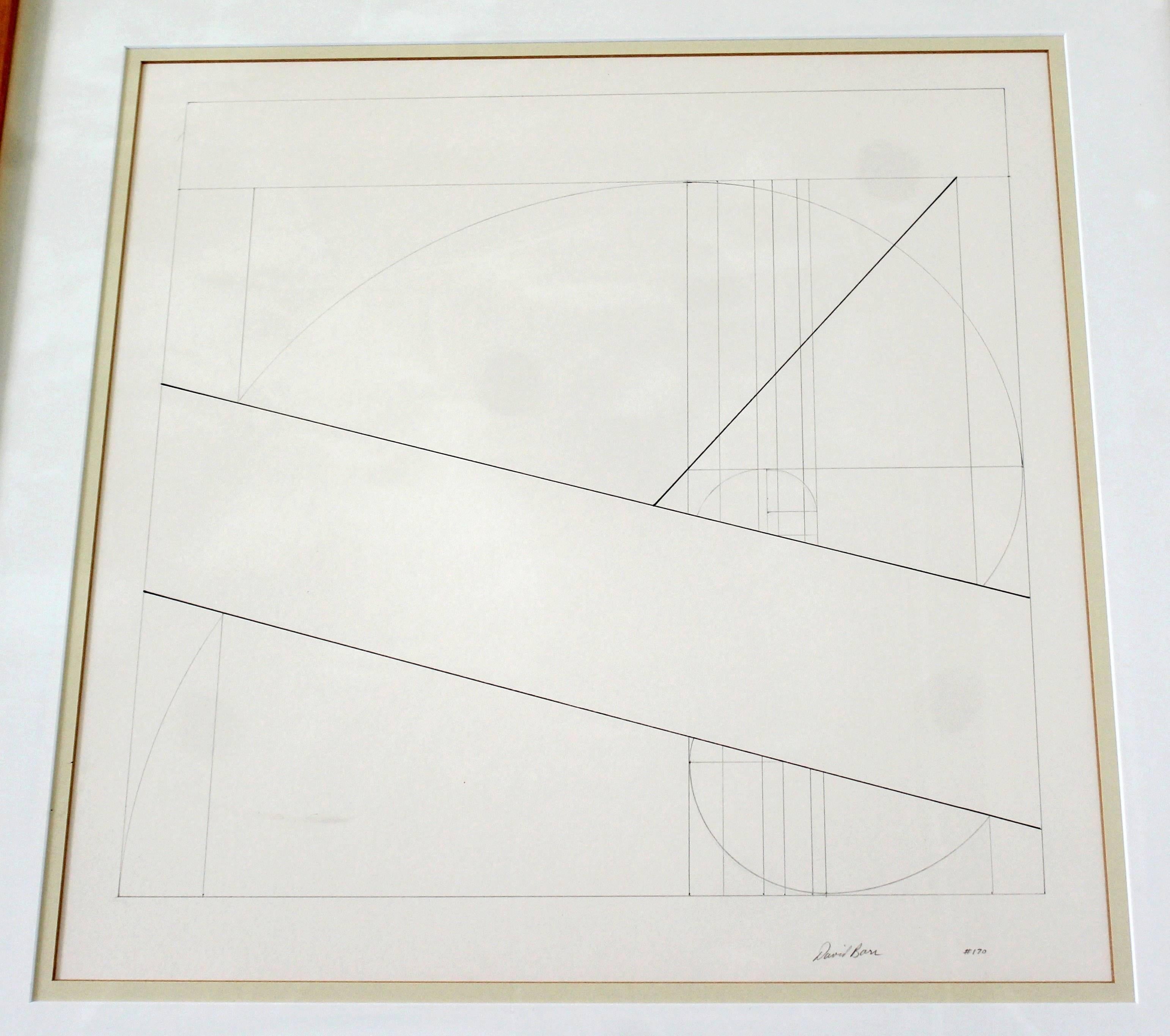 Late 20th Century Mid-Century Modern Framed Signed Set of Three Prints by David Barr 170 Geometry