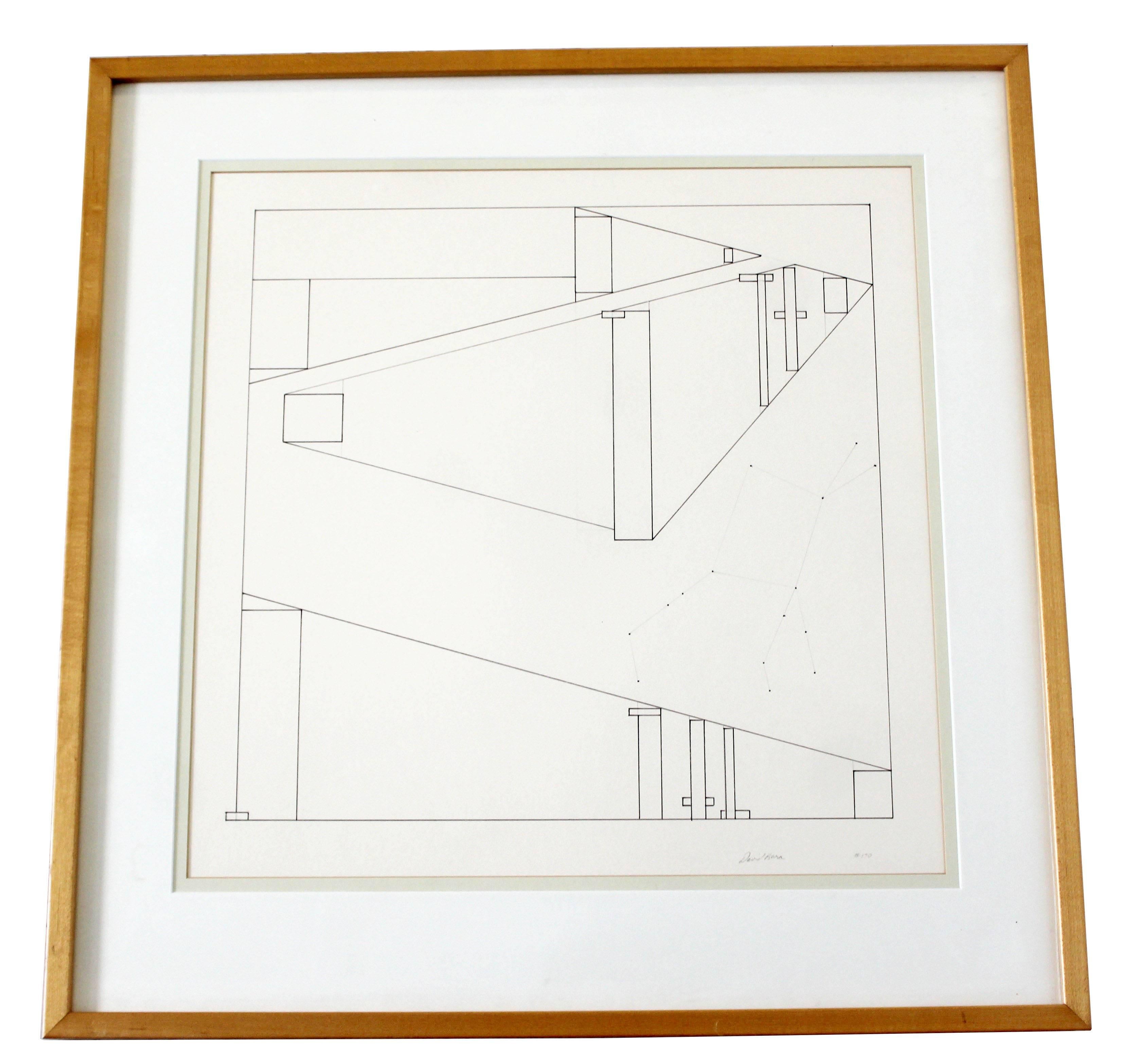 Mid-Century Modern Framed Signed Set of Three Prints by David Barr 170 Geometry 3