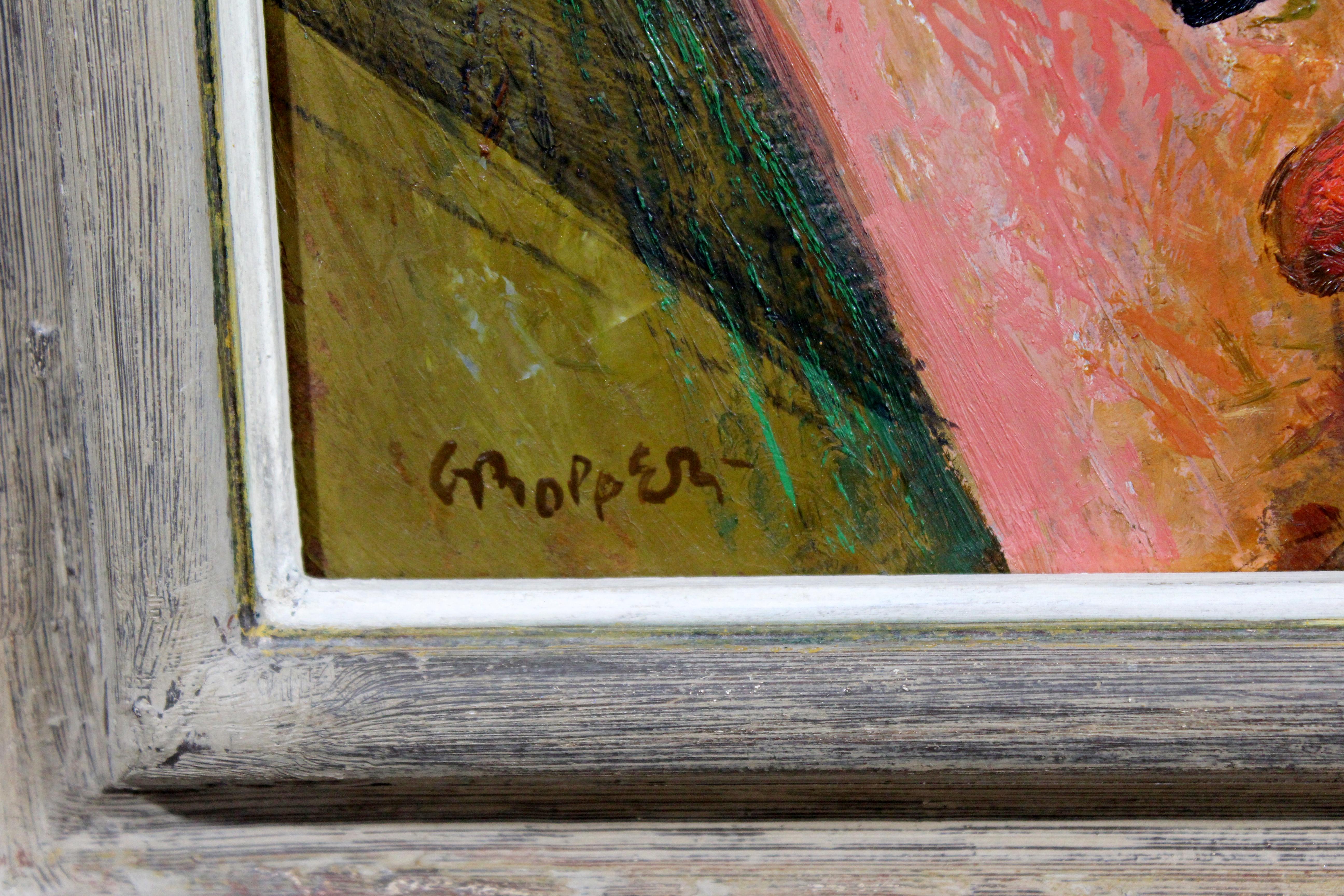 Mid-Century Modern Framed Signed William Gropper Oil Painting on Board, 1960s 1