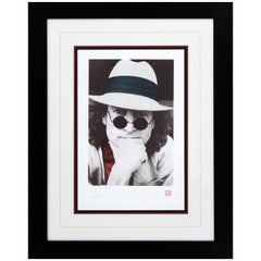 Mid-Century Modern Framed Silkscreen Portrait of John Lennon by Nishi Saimaru