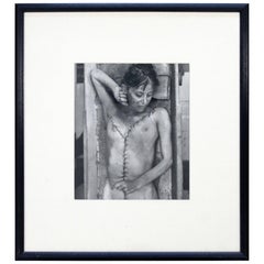 Mid-Century Modern Framed Silver Gelatin Print Morgue Work Signed Abrathorn 1972