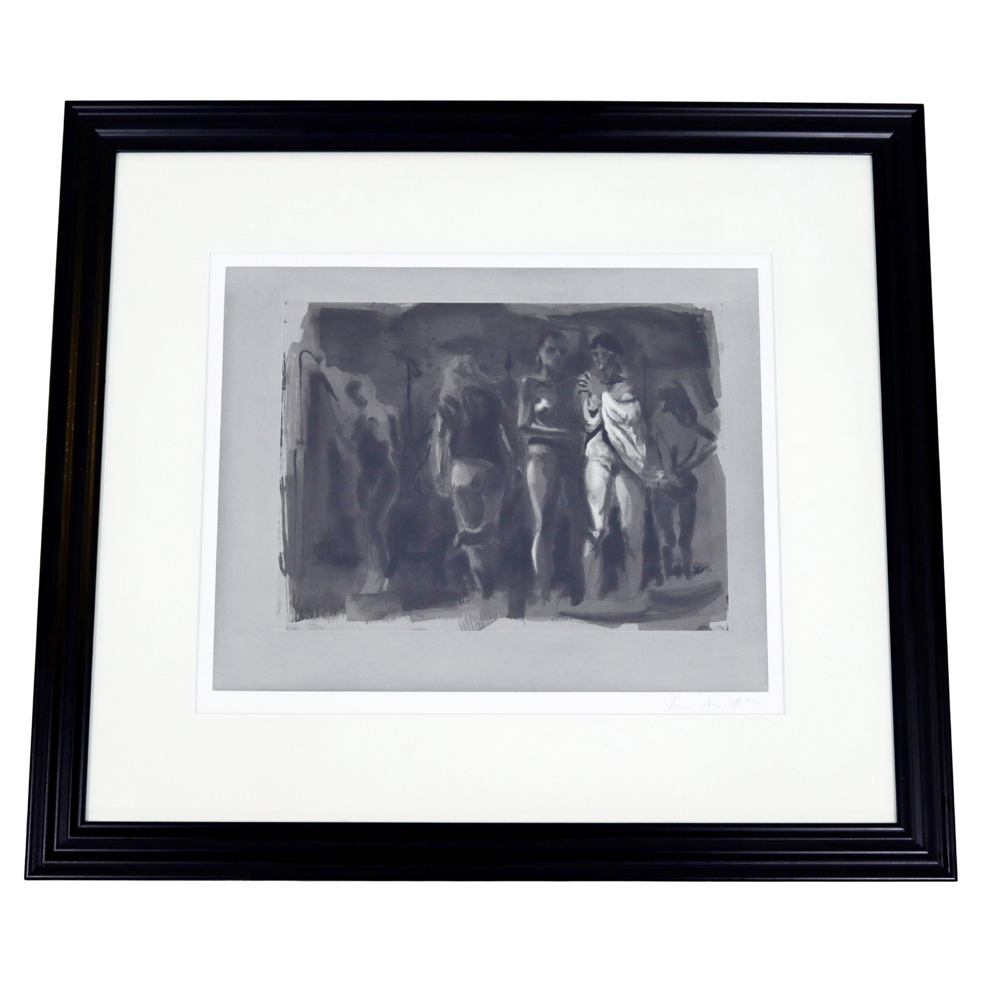 Mid-Century Modern Framed Sott Ground Etching Aquatint Signed Eric Fischl Shower