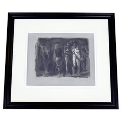 Mid-Century Modern Framed Sott Ground Etching Aquatint Signed Eric Fischl Shower
