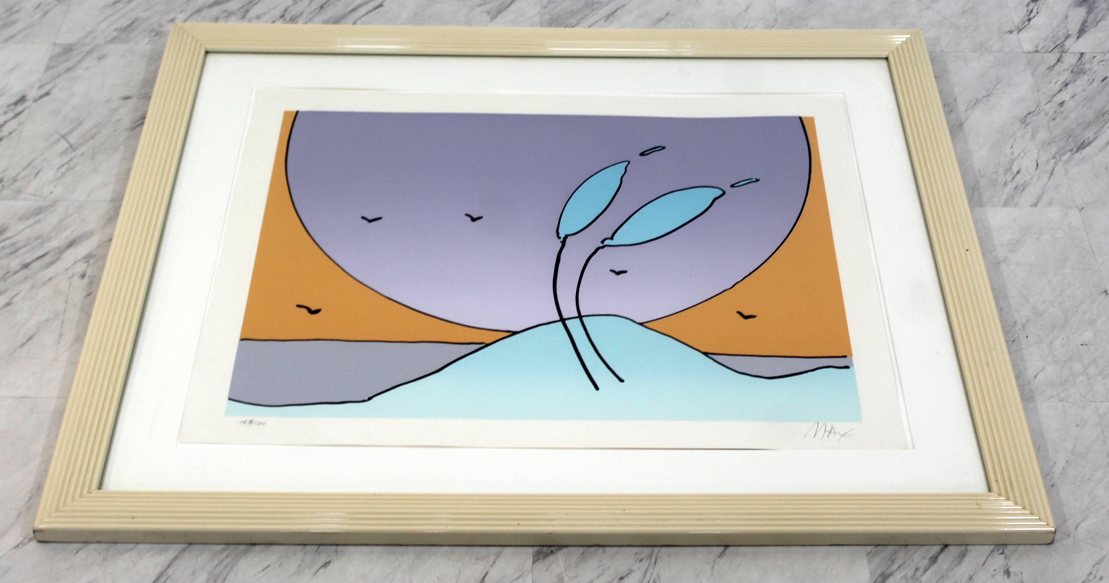 American Mid-Century Modern Framed Space Flowers by Peter Max Signed and Numbered