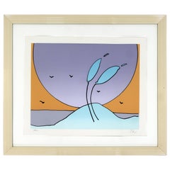 Mid-Century Modern Framed Space Flowers by Peter Max Signed and Numbered