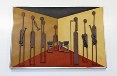 Encadrement en bois moderne du milieu du siècle dernier Relief mural de musicien signé Greg Hawthorne