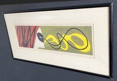 Mid-Century Modern Framed Woodblock Print Signed by Kiyoshi Saito