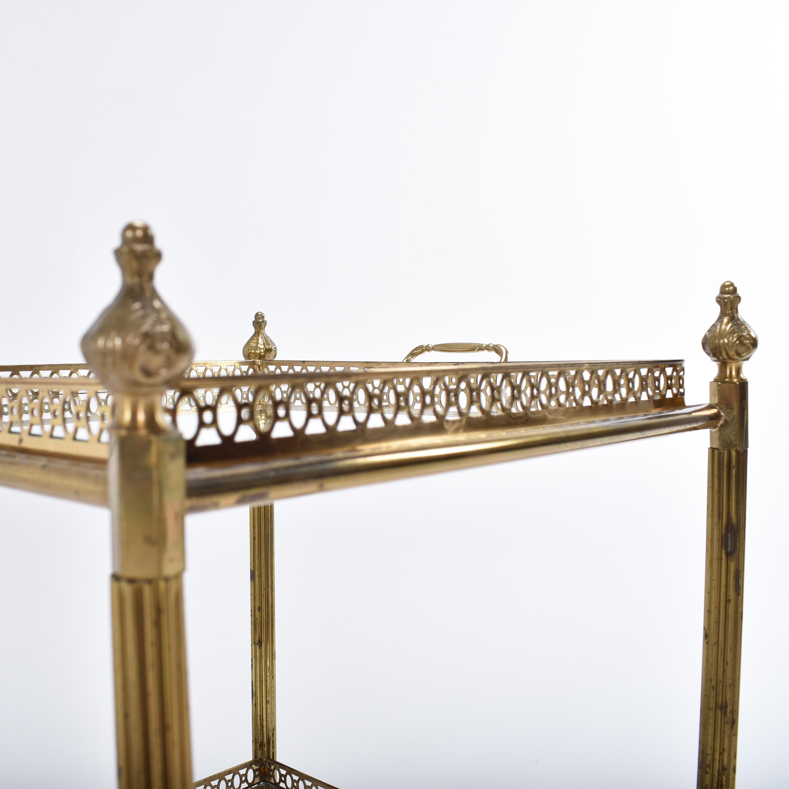 Mid-20th Century Mid-Century Modern, France, 1950, Brass and Glas Bar Cart Trolley, from Paris