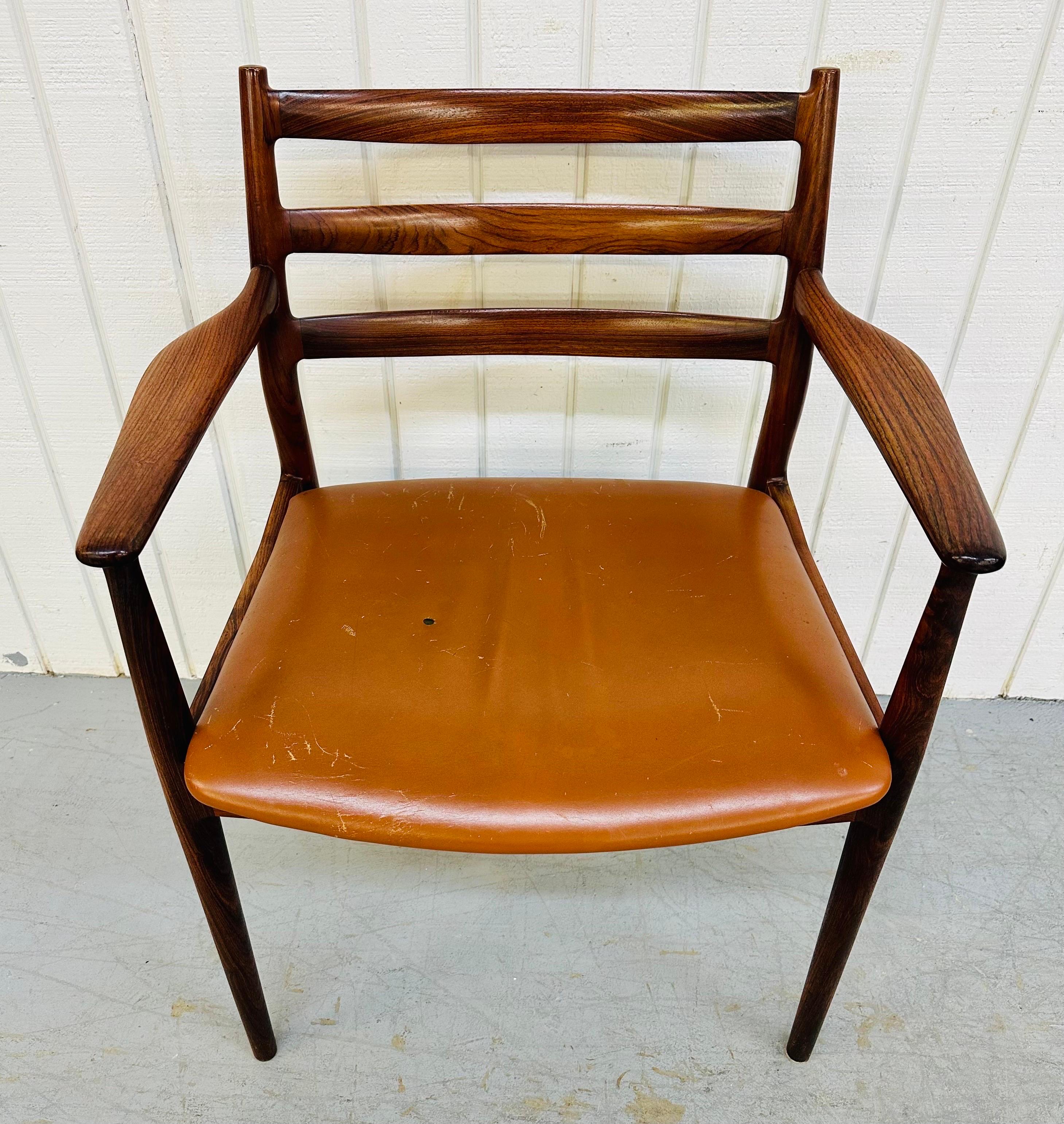 Leather Mid-Century Modern France & Son Danish Rosewood Dining Chairs, Set of 6