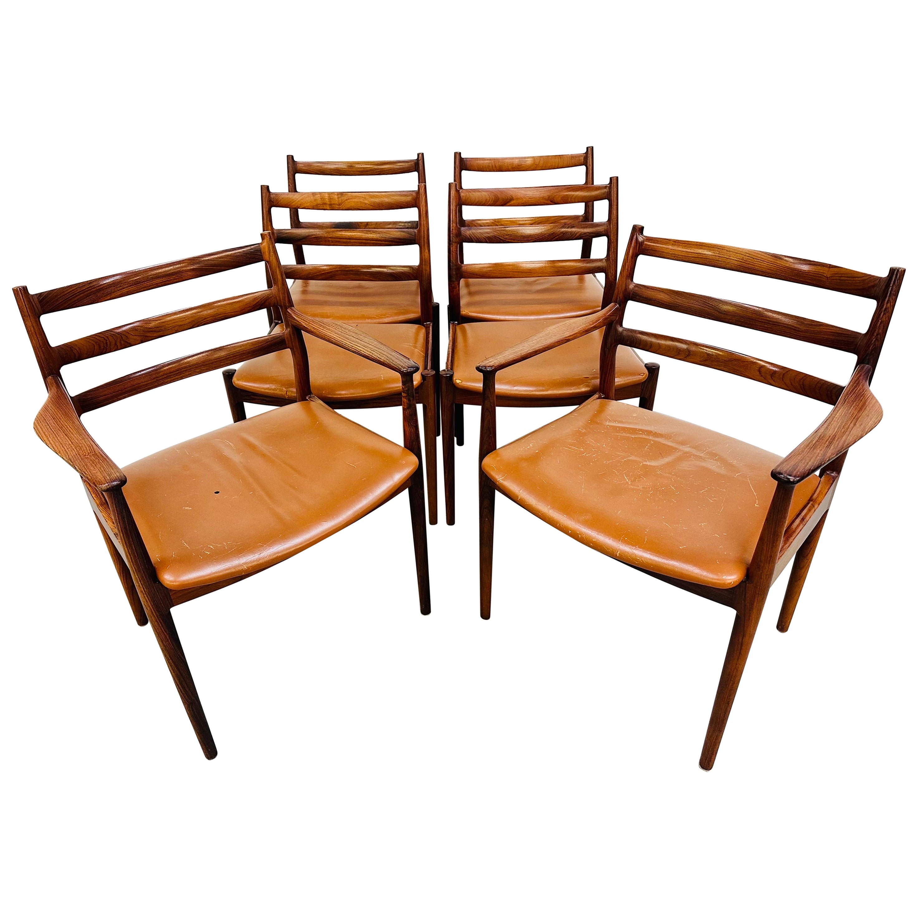 Mid-Century Modern France 
Son Danish Rosewood Dining Chairs, Set of 6