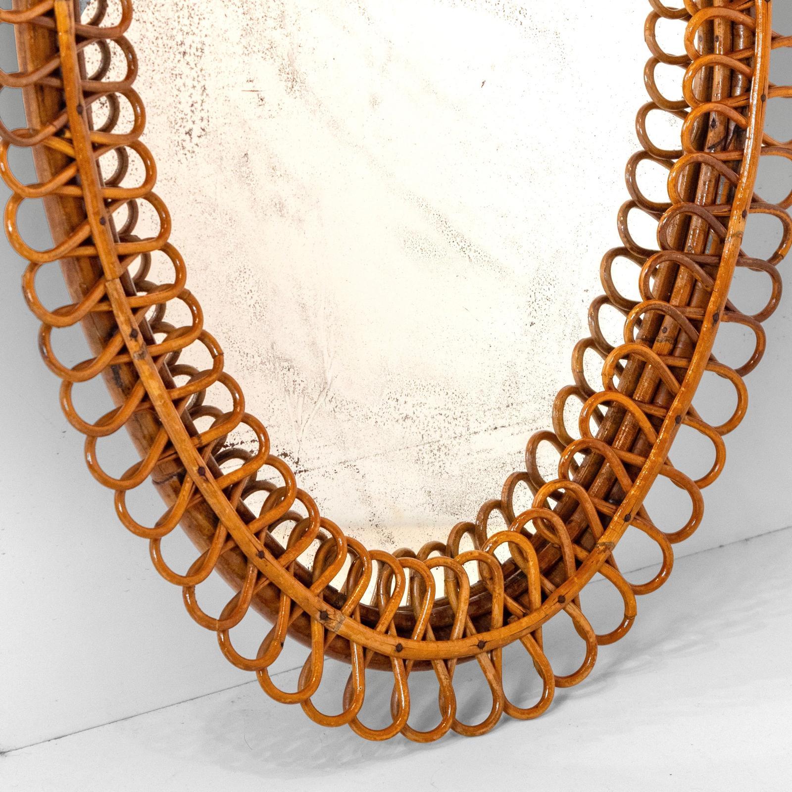 Mid-Century moderno Specchio da parete in bambù di Franco Albini, Italia, 1960 in vendita