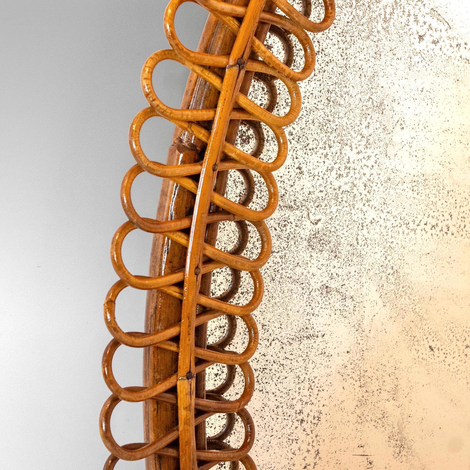 Metà XX secolo Specchio da parete in bambù di Franco Albini, Italia, 1960 in vendita