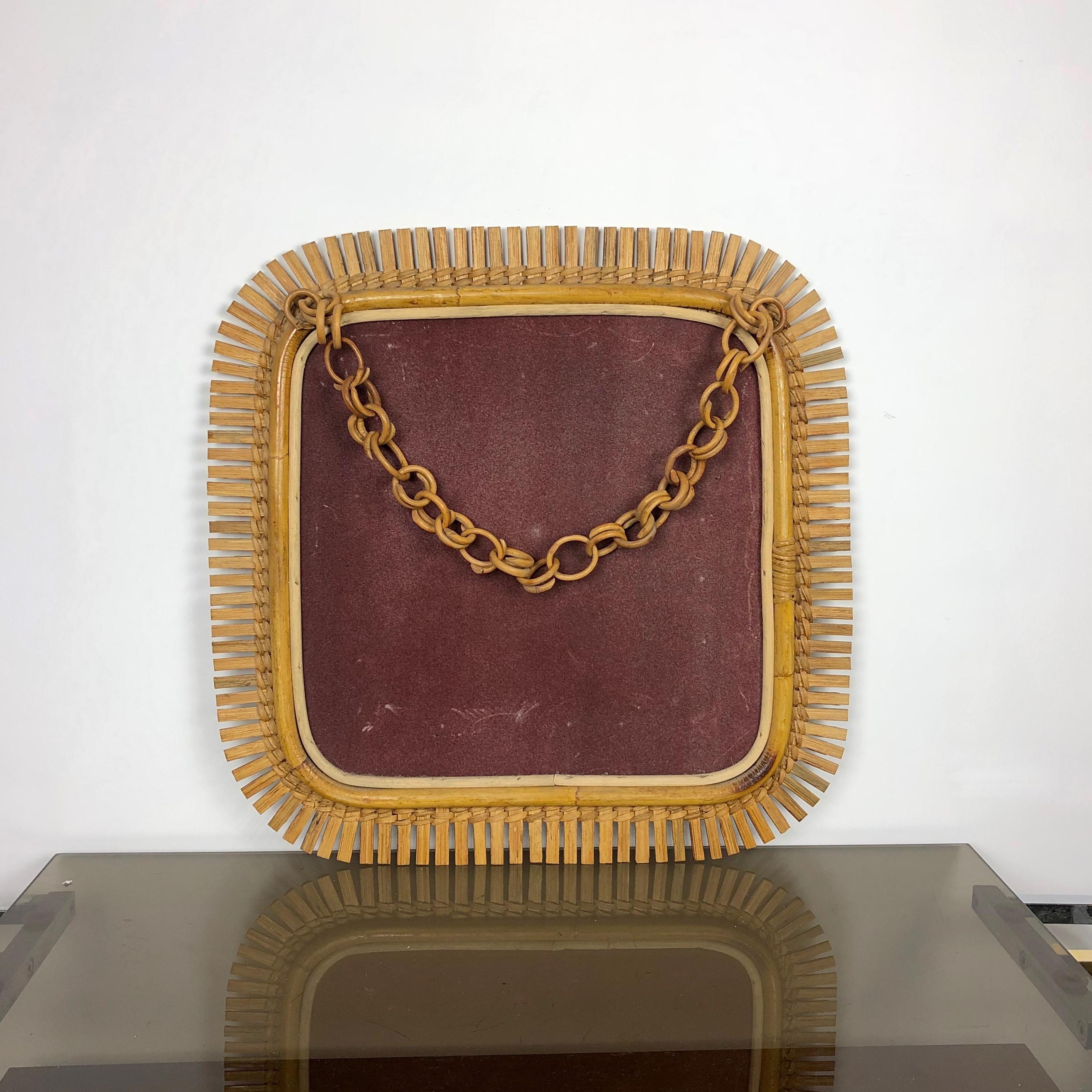 Mid-20th Century Mid-Century Modern Franco Albini Bonacina Rattan and Bamboo Mirror, Italy, 1960s