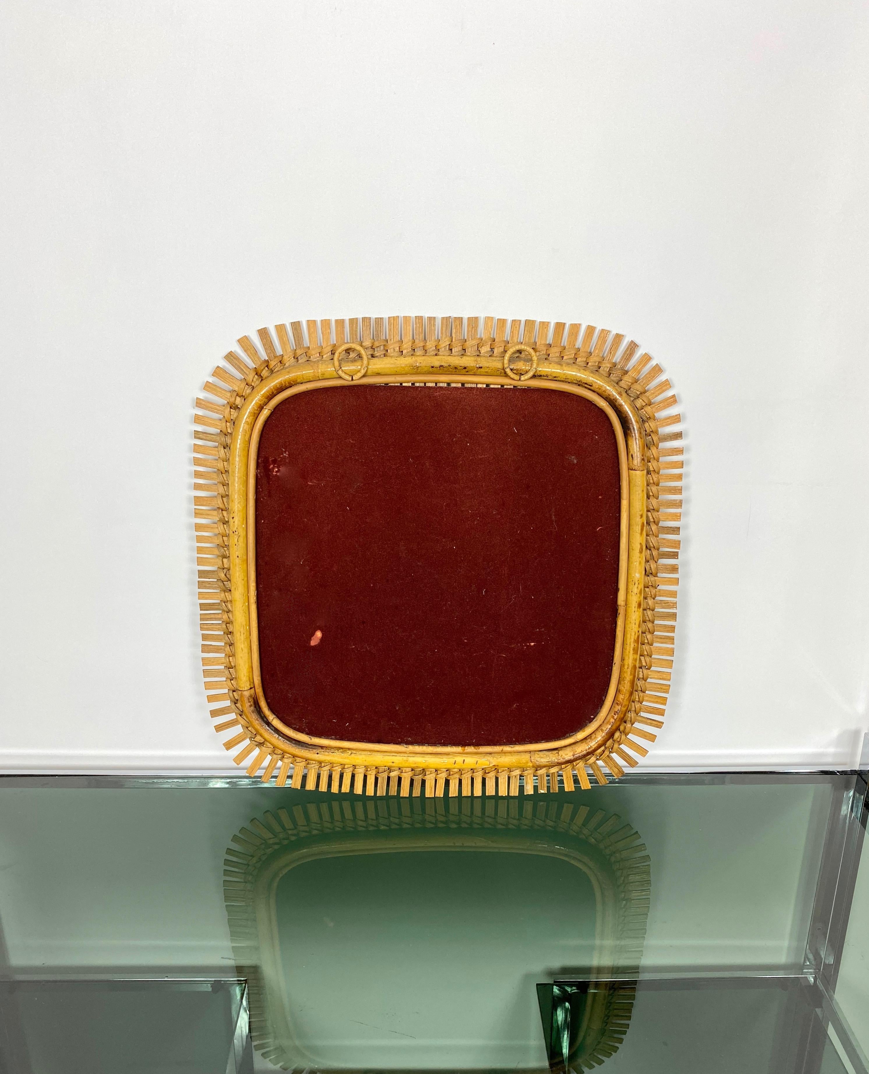 Mid-20th Century Mid-Century Modern Franco Albini Style Rattan and Bamboo Mirror, Italy, 1960s