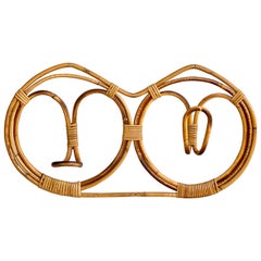 Mid-Century Modern Franco Albini Fanca Helg for Bonacina Rattan Coat Hook, 1960s