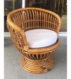Mid-Century Modern Franco Albini Rattan Swivel Chair