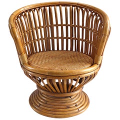 Mid-Century Modern Franco Albini Rattan Swivel Chair