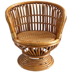 Mid-Century Modern Franco Albini Rattan Swivel Chair